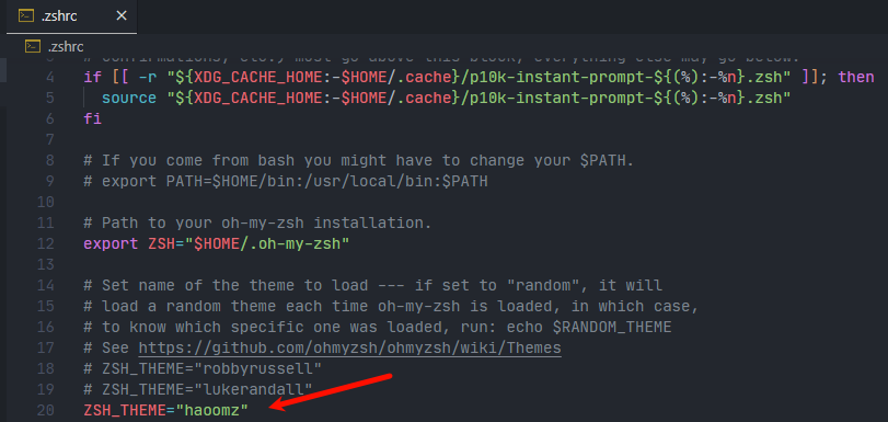 设置ZSH_THEME 设置ZSH_THEME